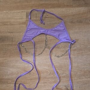 rolita couture / purple rave top w/ silver chains